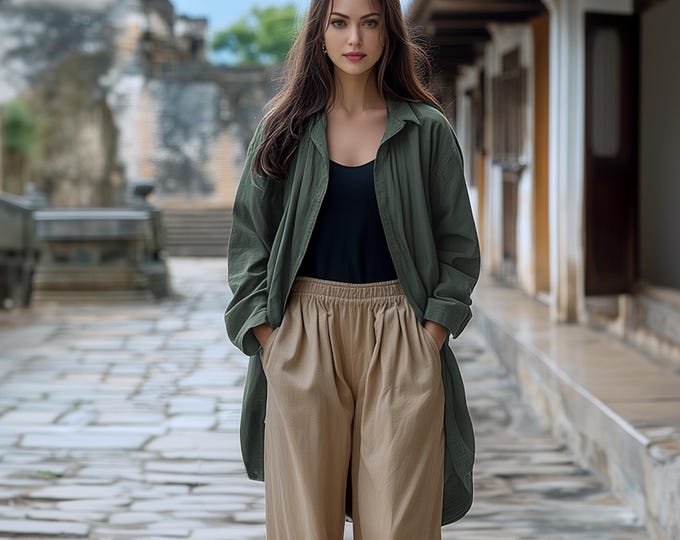 Anysize custom linen cotton cardigan with long sleeves spring fall clothing plus size cardigan plus size coat plus size clothing F656N