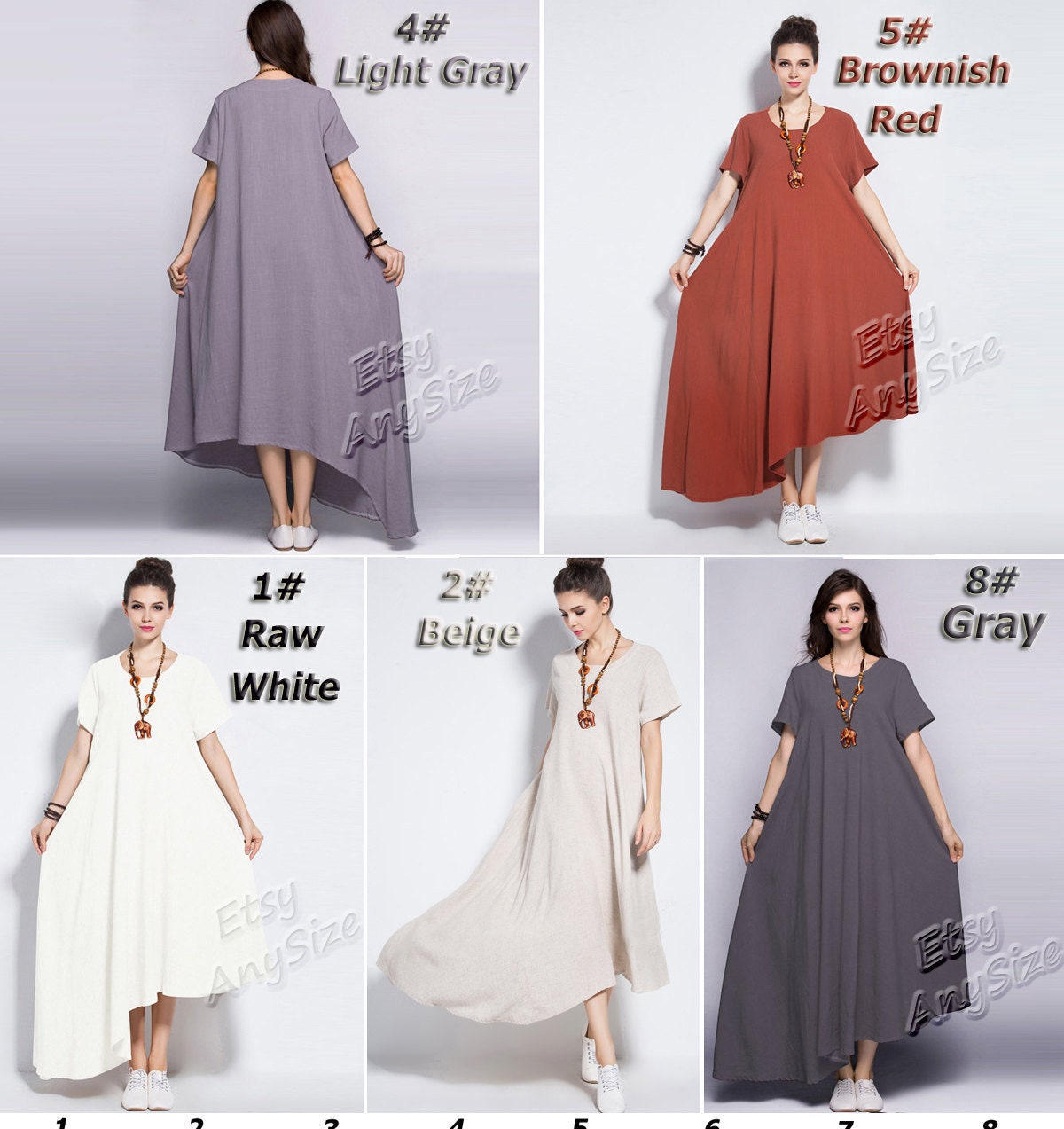 Anysize linen irregular maxi dress plus size dress costomised | Etsy
