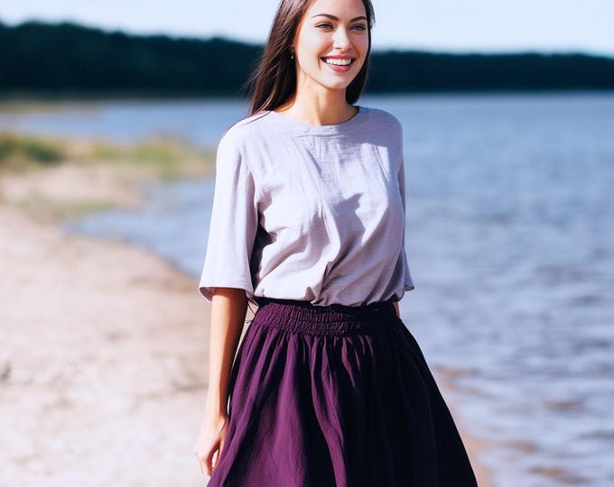 Anysize custom 100% linen blouses half sleeves classic casual loose summer shirt plus size tops plus size clothing F10YL