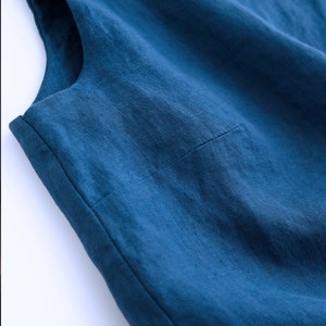 Anysize custom 100% linen sleeveless shirt loose tops V-neck linen undershirt plus size tops plus size clothing F385L image 2