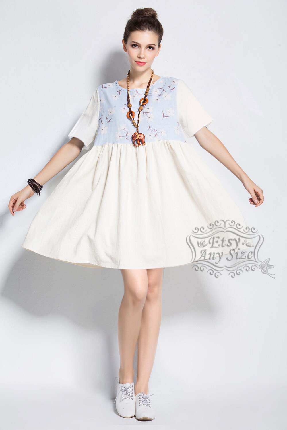 Anysize linen & cotton dress plus size dress plus size tops Etsy