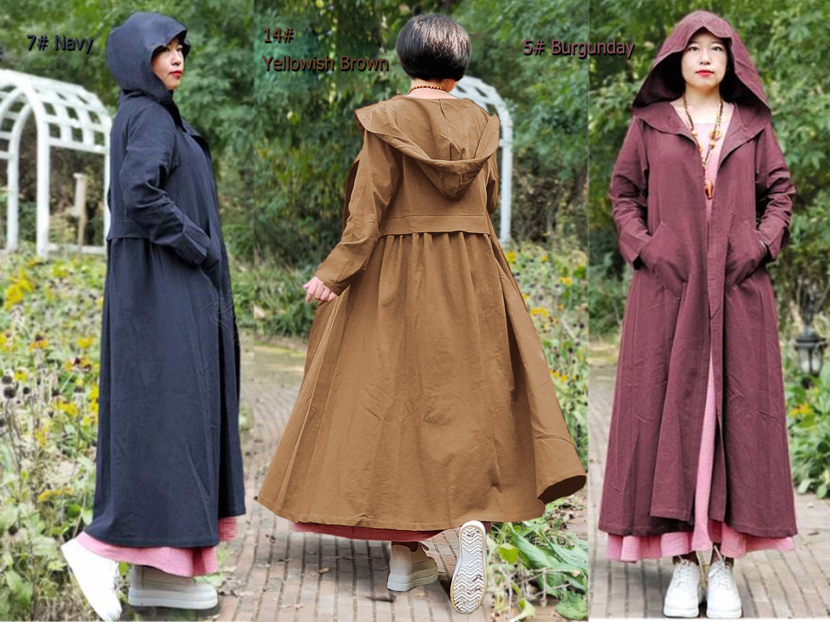 Anysize Hooded Coat With Long Sleeves Wind Breaker Linen Anysize Hooded Coat With Long Sleeves Wind Breaker Linen