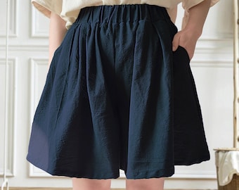 Anysize custom 100% linen shorts elastic waist pants casual loose plus size short ultra wide leg pants customized plus size shorts F393L