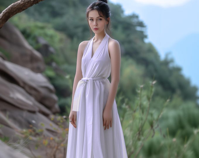 Anysize custom 100% linen sleeveless loose dress with side pockets belted spring summer plus size dress plus size clothing F29AL