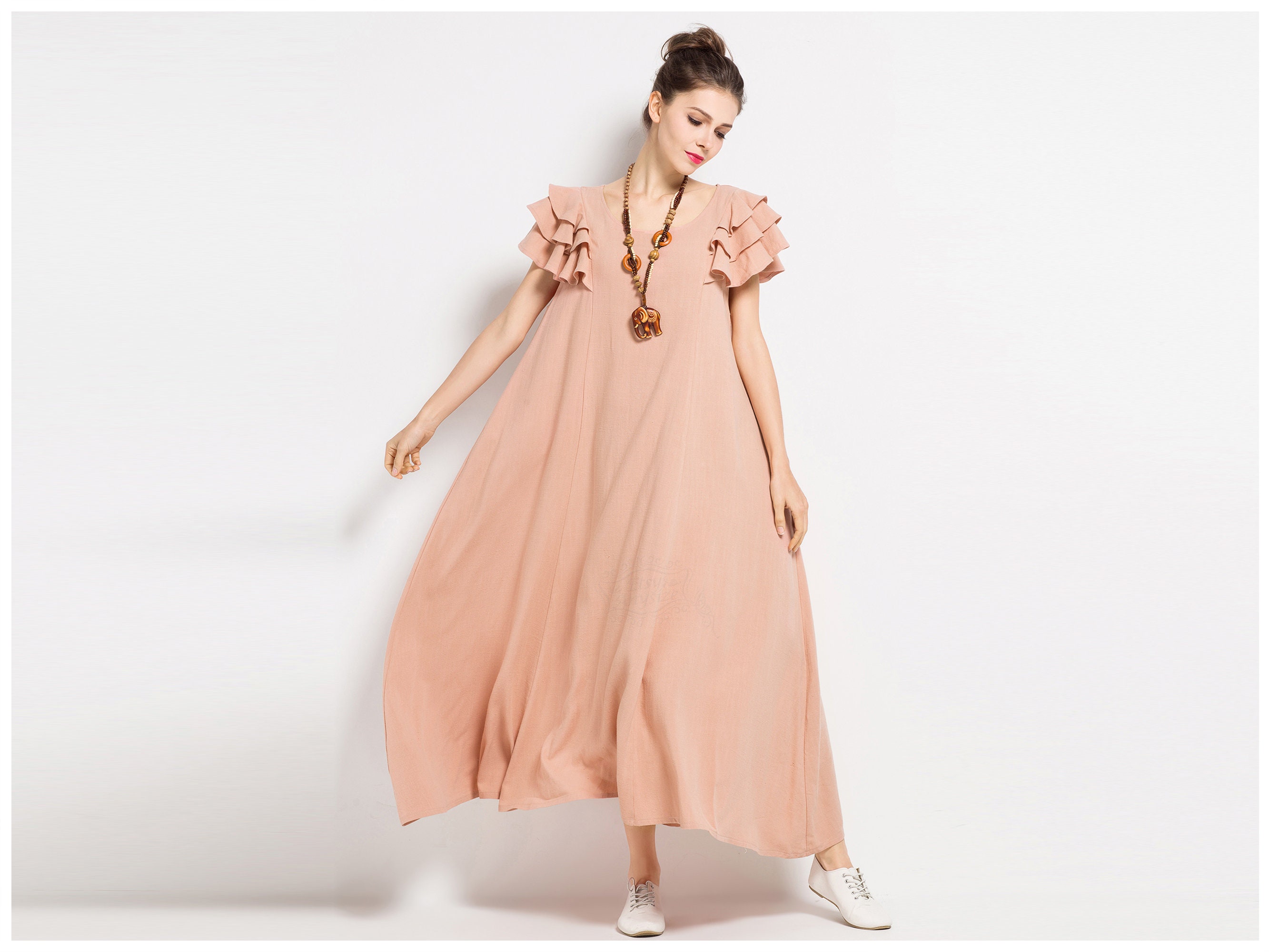 Nude Cotton Dress - Etsy