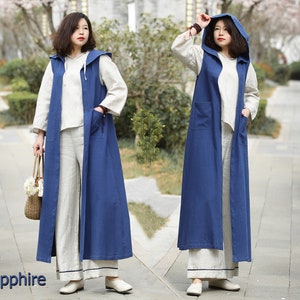 Anysize Hooded Coat With Long Sleeves Wind Breaker Linen Anysize Hooded Coat With Long Sleeves Wind Breaker Linen