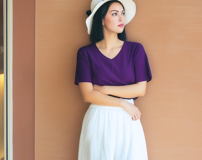Anysize custom 100% linen blouse short sleeves casual loose shirts spring summer fall plus size tops plus size clothing F36DL