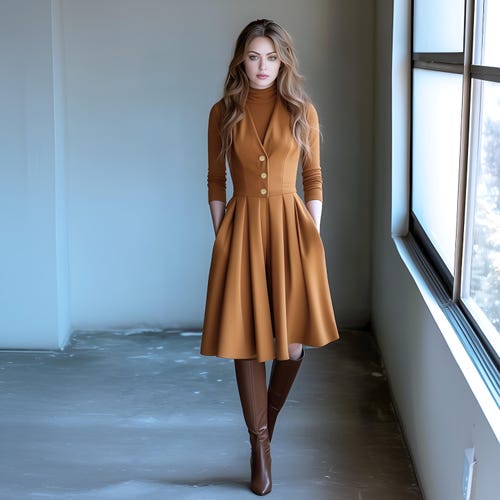 white christmas dresses SELFWHO Lyocell Cotton Blended Pleated Vest Dress, L main image 0