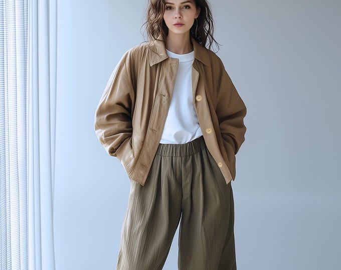 Anysize custom linen cotton jacket with long sleeves plus size blouse plus size tops plus size clothing spring fall tops F755N