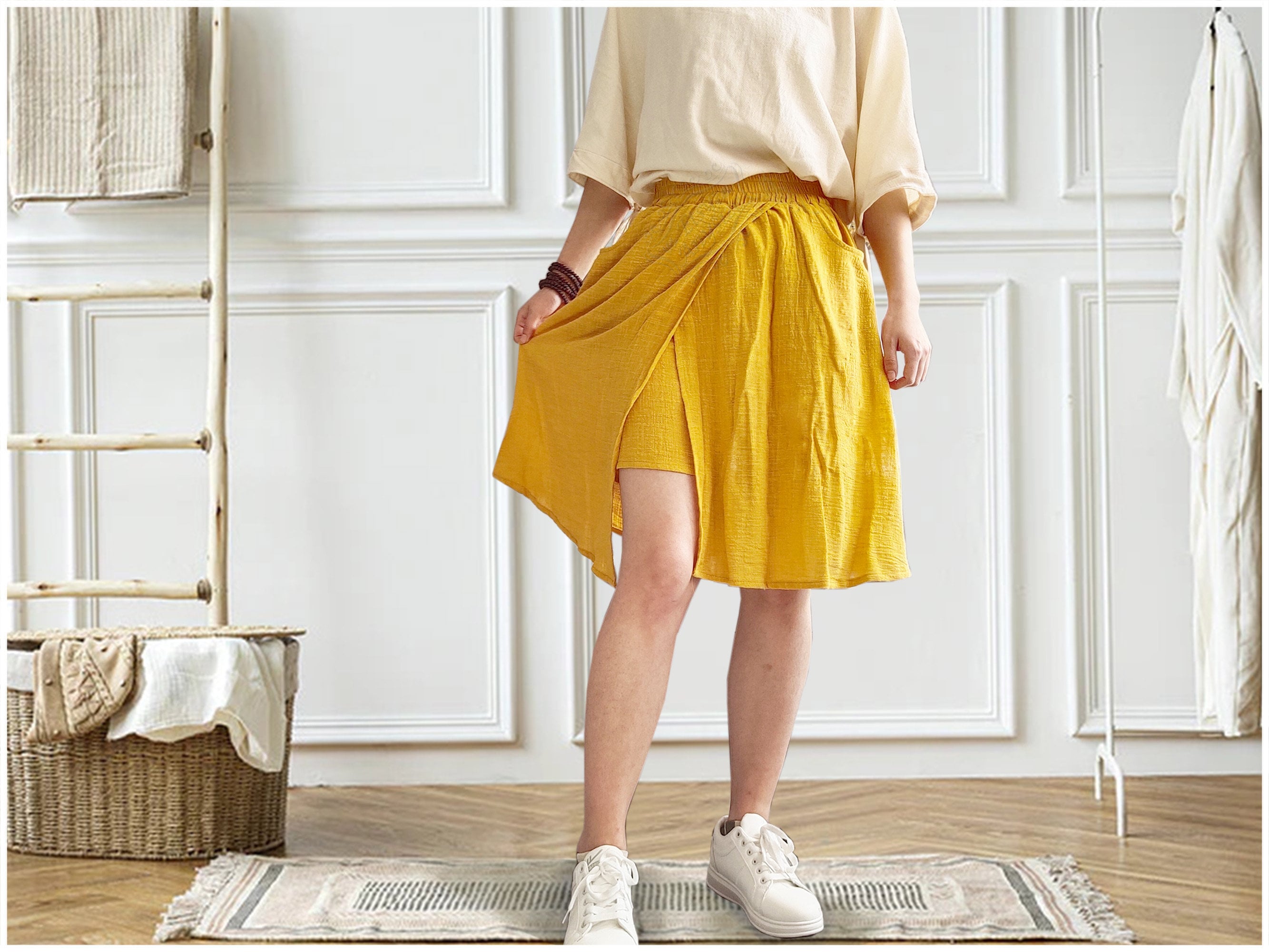 Madewell side button skirt yellow hot sale