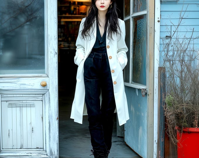 Anysize custom thick linen cotton coat with pockets collared jacket spring fall plus size coat plus size clothing F918N