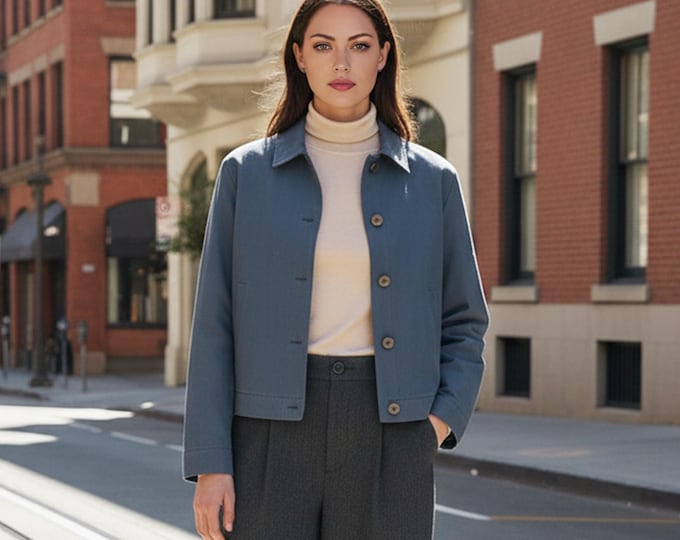 Anysize Custom Linen Cotton Long Sleeves Short Jacket With Side Pockets Spring Fall Plus Size Jacket Plus Size Clothing F60TN