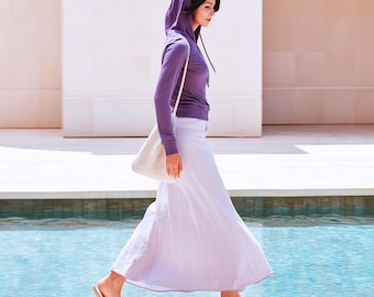 Anysize custom 100% linen spring summer maxi skirt A-line with elastic waist plus size skirt plus size clothing F81DL