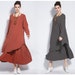 Anysize long sleeves fake two pieces soft linen cotton fall winter dress plus size dress plus size clothing spring fall winter dress Y88