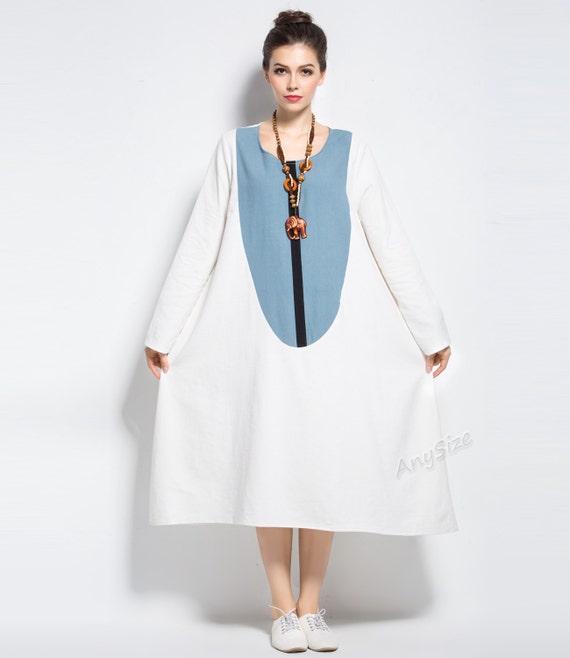Anysize vogue loose linen&cotton dress plus size dress plus | Etsy