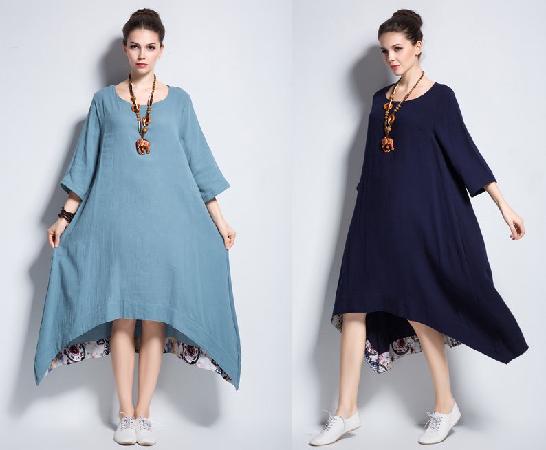 Anysize A-line soft cotton dress plus size dress plus size | Etsy