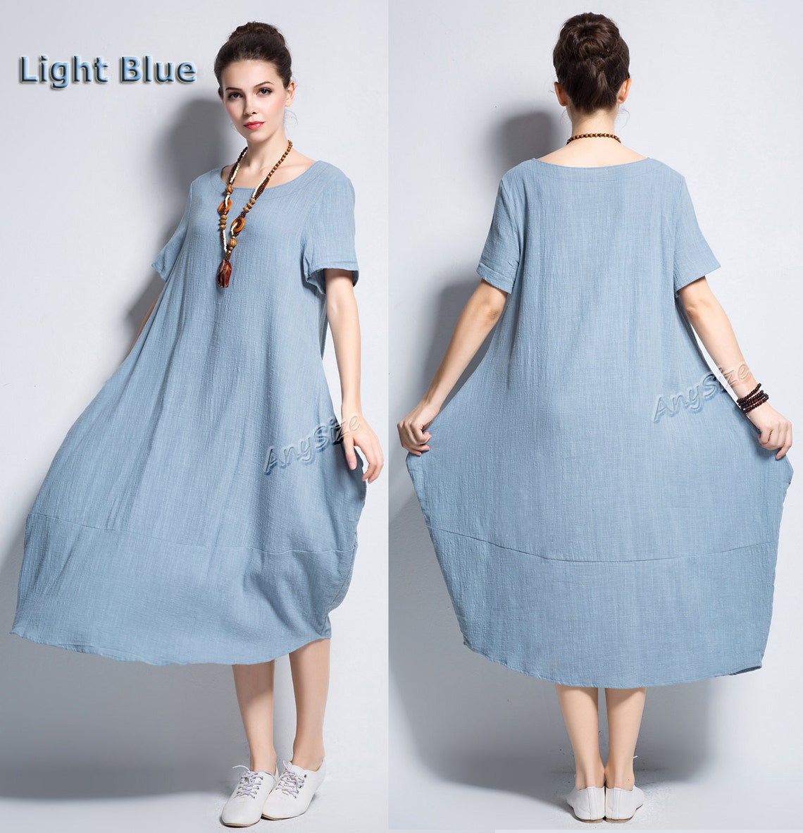 Anysize breathable soft linen and cotton dress plus size dress | Etsy