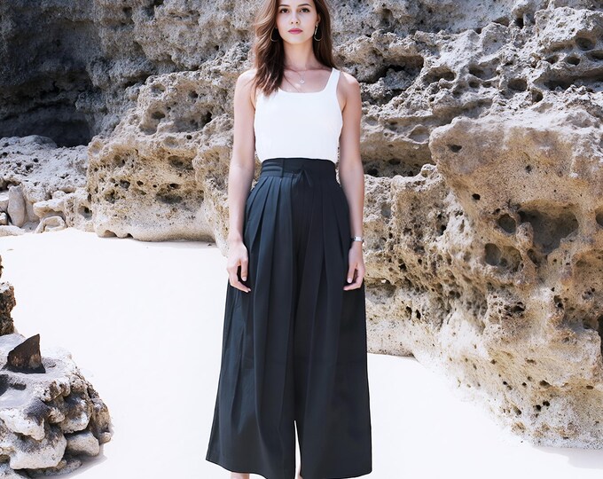 Anysize custom 100% linen pleated trousers wide leg with pockets back elastic waist spring summer plus size pants plus size clothing F922L