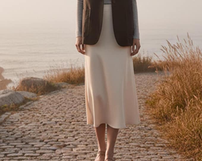 Anysize Custom Elastic Waist Skirt With Side Pockets Plus Size Linen Cotton Skirt Spring Fall Retro Plus Size Clothing F26TN