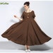 Anysize short sleeves maxi dress with expansion skirt soft linen cotton spring summer dress  plus size dress plus size clothing Y6 
