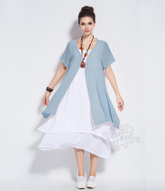Anysize Summer tri-layered soft linen&cotton Two-piece Dress | Etsy