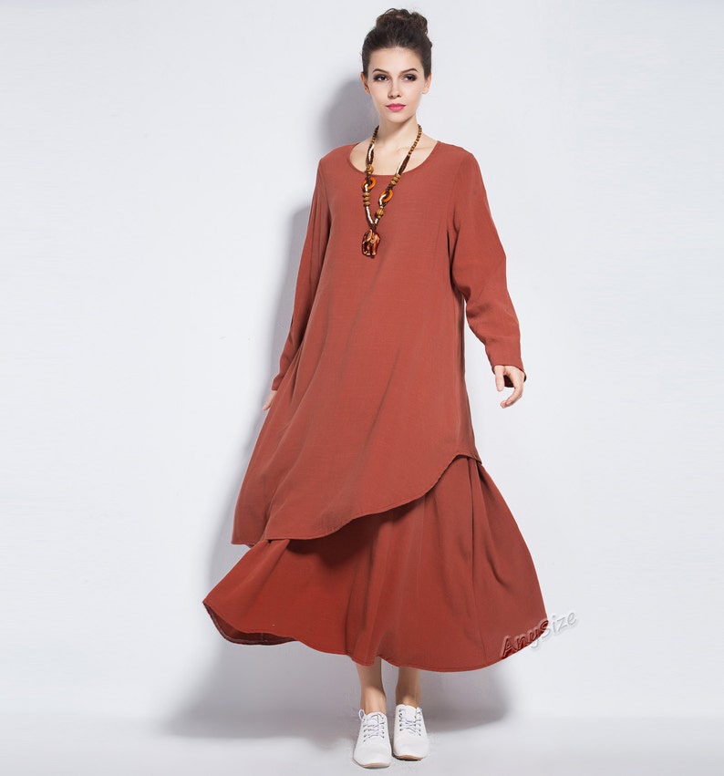 Anysize Soft Linen&Cotton Winter Dress plus size dress plus Etsy