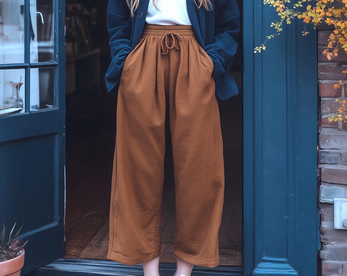 Anysize custom linen cotton plus size pants with side pockets cropped spring fall winter trousers plus size clothing F639N