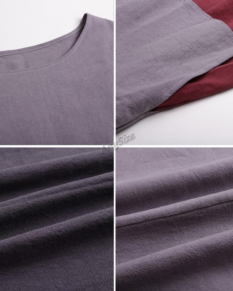 Anysize Linen Cotton Fake Two Pieces Spring Fall Winter Dress Etsy