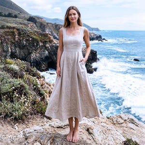 linen cotton square neck dress Square Neck Linen Maxi Dress Sewing Pattern, Long Sleeve Boho Summer Dress,  Gathered Waist, Summer Dress, Sundress Pattern Sizes; XS-4XL