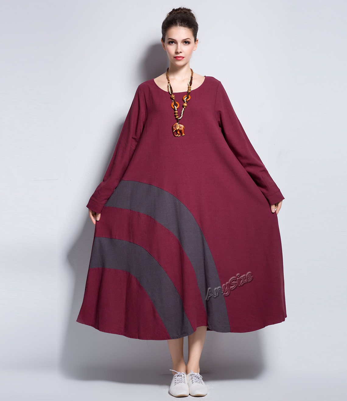 Anysize Rainbow Classic linen & cotton dress plus size dress Etsy