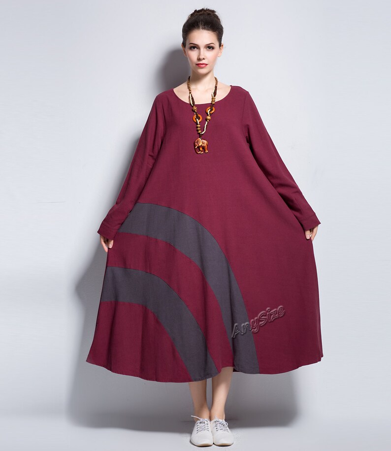 Anysize Rainbow Classic linen & cotton dress plus size dress Etsy