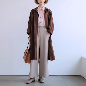 Anysize custom jacket linen cotton long cardigan with long sleeves spring fall plus size cardigan plus size coat plus size clothing F12PN