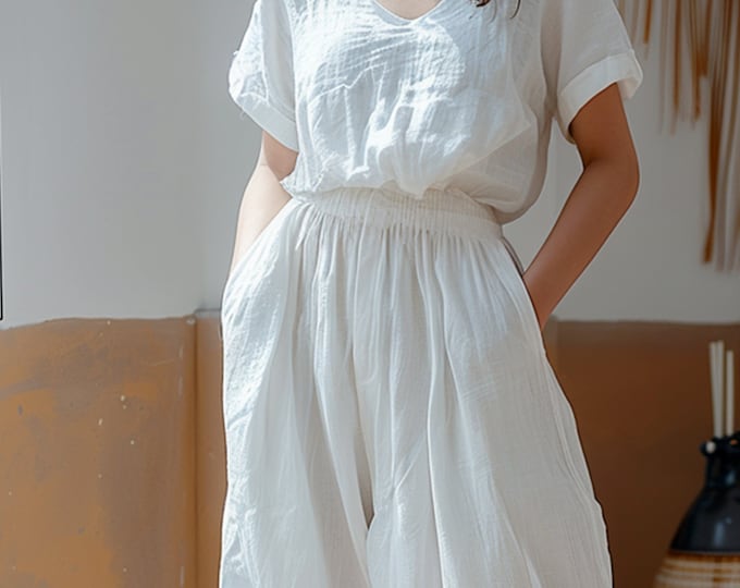 Anysize custom 100% linen shirt short sleeves loose tops linen t-shirts summer plus size tops plus size clothing F420L