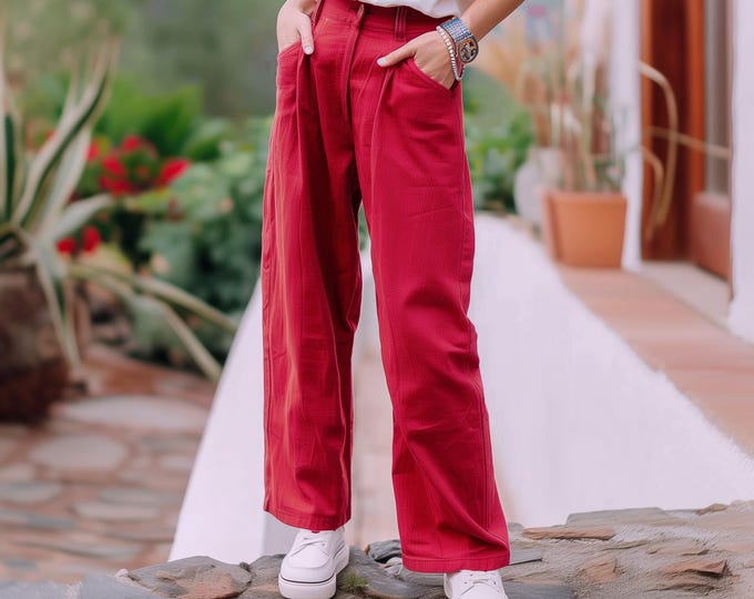 Anysize custom linen cotton plus size pants with back elastic waist spring fall winter long trousers plus size clothing F567N