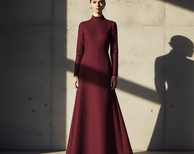 Anysize Custom Linen Cotton Tailored Dress With Side Pockets Back Zippered Floor Length Spring Fall Plus Size Dress Plus Size Clothing F8TN