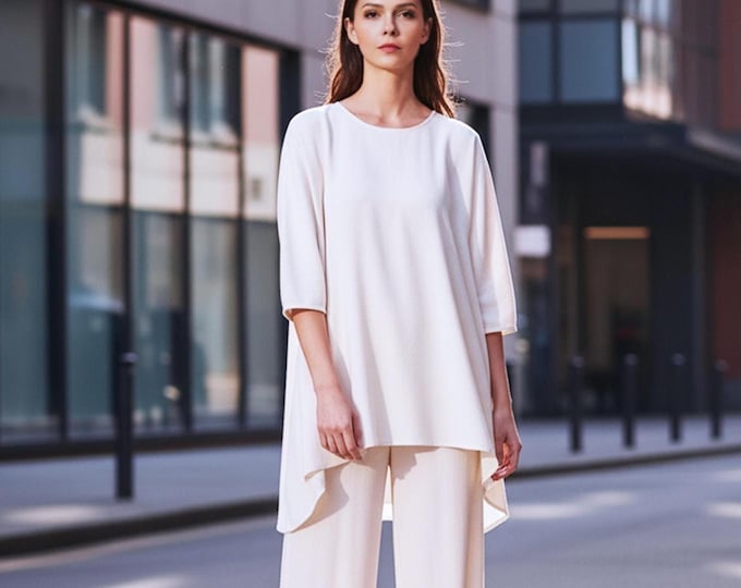 Anysize Custom Long tops Soft Linen Cotton Tops 3/4 Sleeves Retro Spring Fall Casual Blouse Plus Size Tops Plus Size Clothing F29TE