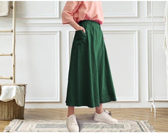 Anysize Culottes for Ladies Elastic Waist Linen Cotton