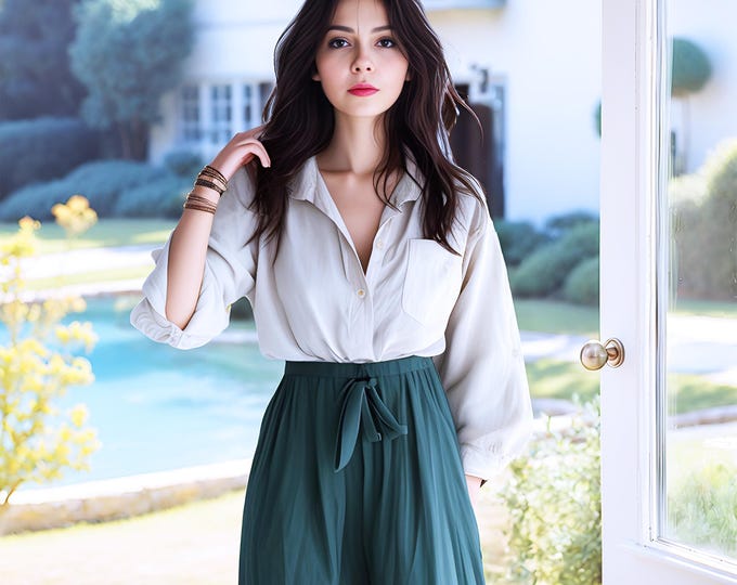 Anysize custom 100% linen collared blouse with puff sleeves buttons loose plus size shirt spring fall tops plus size clothing F11RL