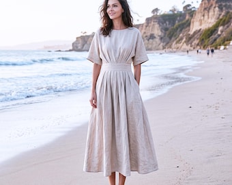 sachin and babi light blue dress Linen Slip Dress: Adjustable Spaghetti Strap Summer Dress
