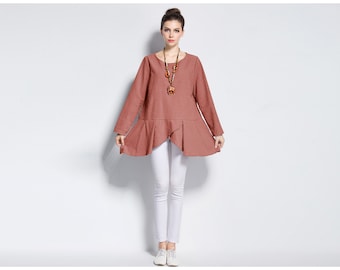 Anysize special hem design linen dress plus size dress plus size tops plus size clothing spring fall dress clothing F412N