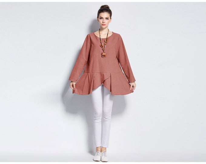 Anysize special hem design linen dress plus size dress plus size tops plus size clothing spring fall dress clothing F412N
