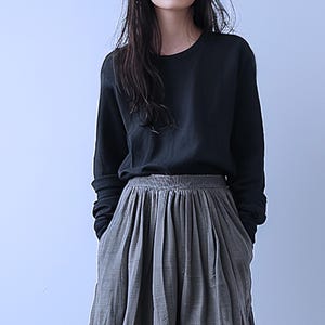 Anysize custom soft linen cotton tops with long sleeves retro spring fall casual blouse plus size tops plus size clothing F691E