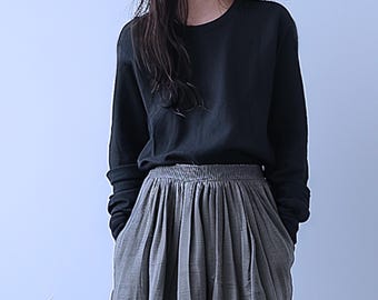 Anysize custom soft linen cotton tops with long sleeves retro spring fall casual blouse plus size tops plus size clothing F691E