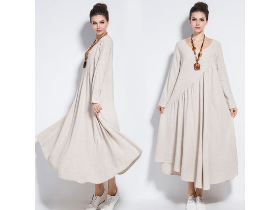 Anysize spring summer fall winter soft linen cotton dress plus | Etsy