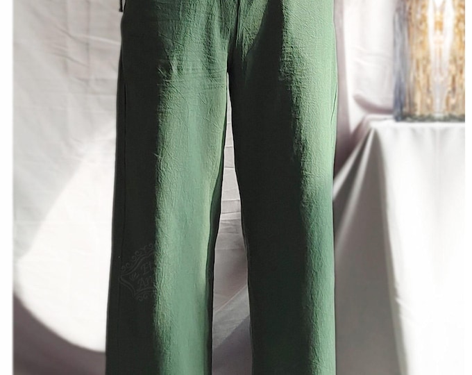 Anysize with elastic waist linen cotton pants  casual loose plus size trousers oversized wide leg pants customized plus size pants  P10Q