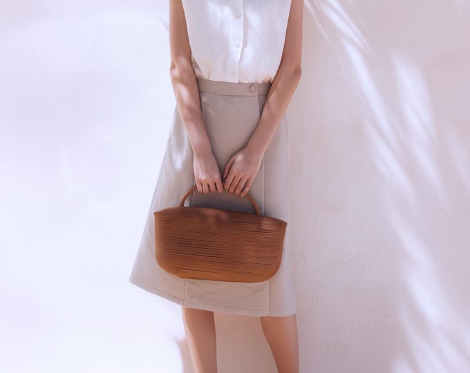 Anysize custom 100% linen knee length skirt A-line back elastic waist pockets spring summer fall plus size skirt plus size clothing F9DL