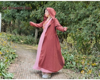 Anysize Hooded Coat With Long Sleeves Wind Breaker Linen Anysize Hooded Coat With Long Sleeves Wind Breaker Linen