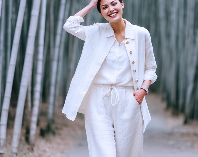 Anysize custom linen cotton jacket long sleeves retro classic spring fall plus size coat plus size clothing F4PN
