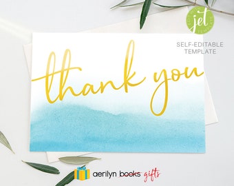 Cherry Blossom Thank You Card Template | Watercolor Editable Printable ...