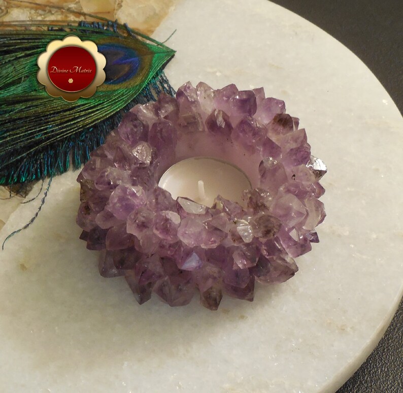 Amethyst Candle Holder Amethyst Cluster Candle Holder Etsy